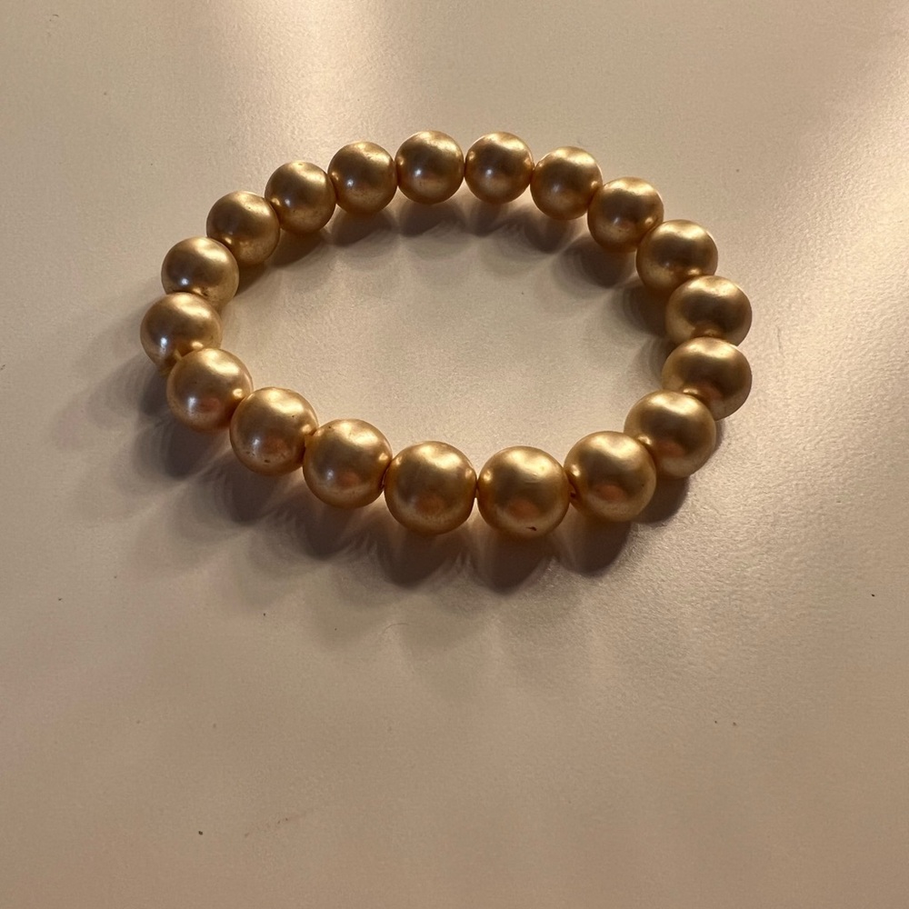 Gold Pearl Bead Bracelet Costume Jewelry